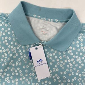 Southern‎ Tide Men's L Marine Blue Frederick Printed Perfect Short Sleeve Polo